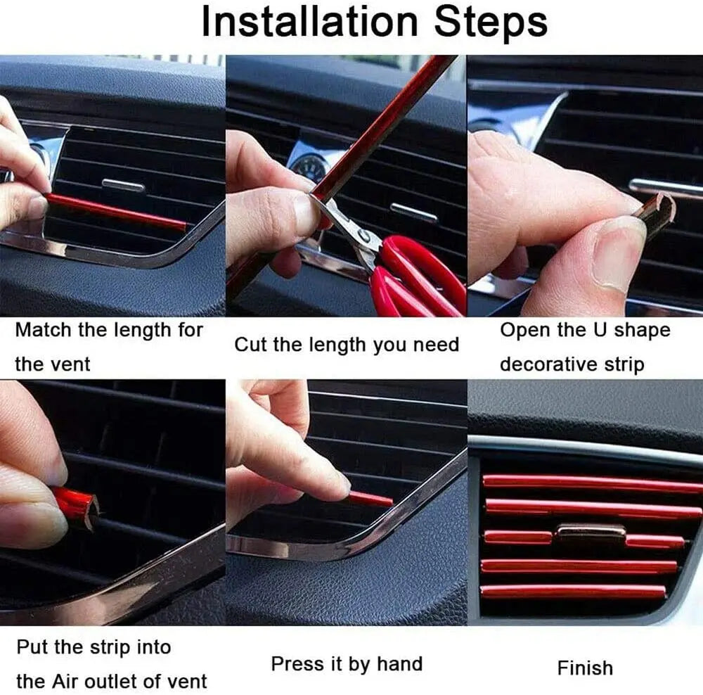 10-Piece U-Style Car Air Vent Decoration Trim Stickers