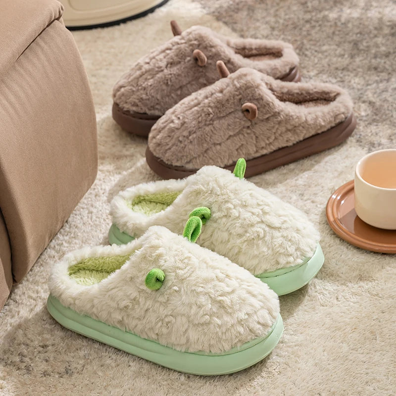 Cosy Fluffy House Slippers – Closed-Toe Plush Mules with Non-Slip Sole
