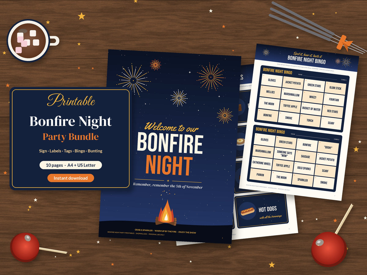 Bonfire Night party printable bundle - hero