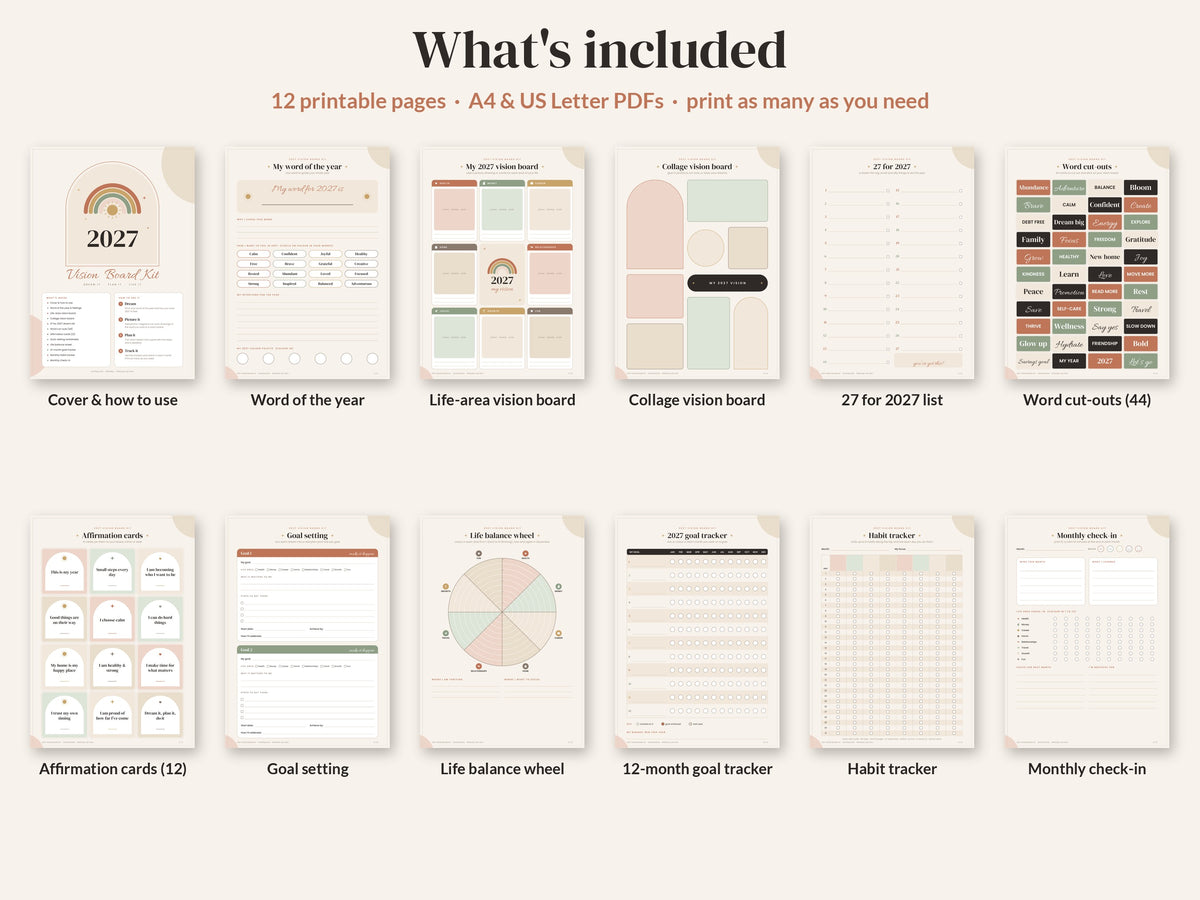 What's included in the 2027 Vision Board Kit