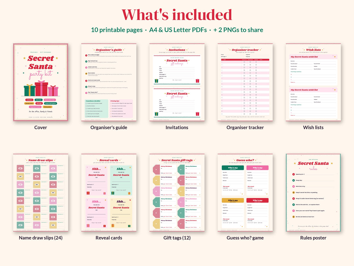Secret Santa Party Kit Printable