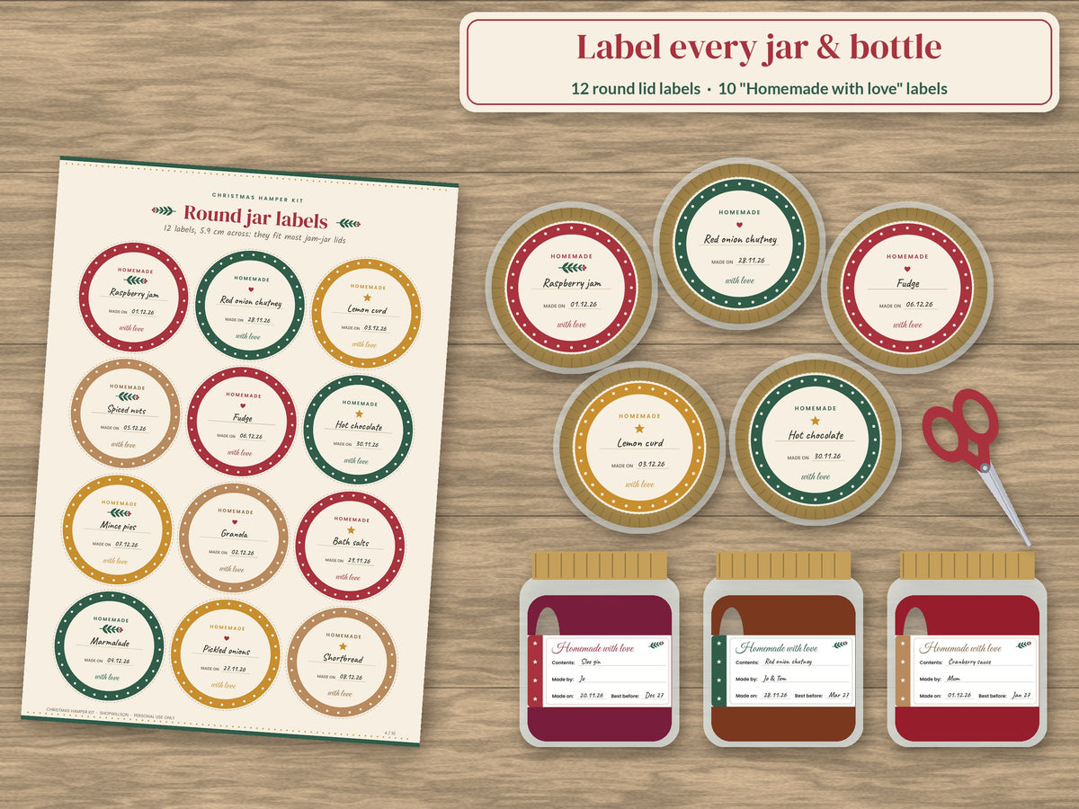 Homemade Christmas jar labels printable