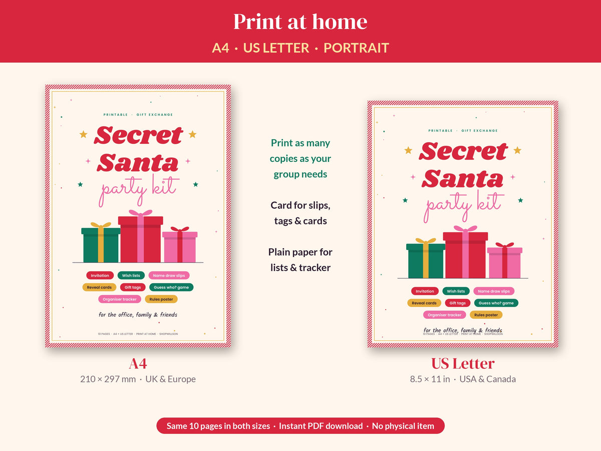 Secret Santa Party Kit Printable