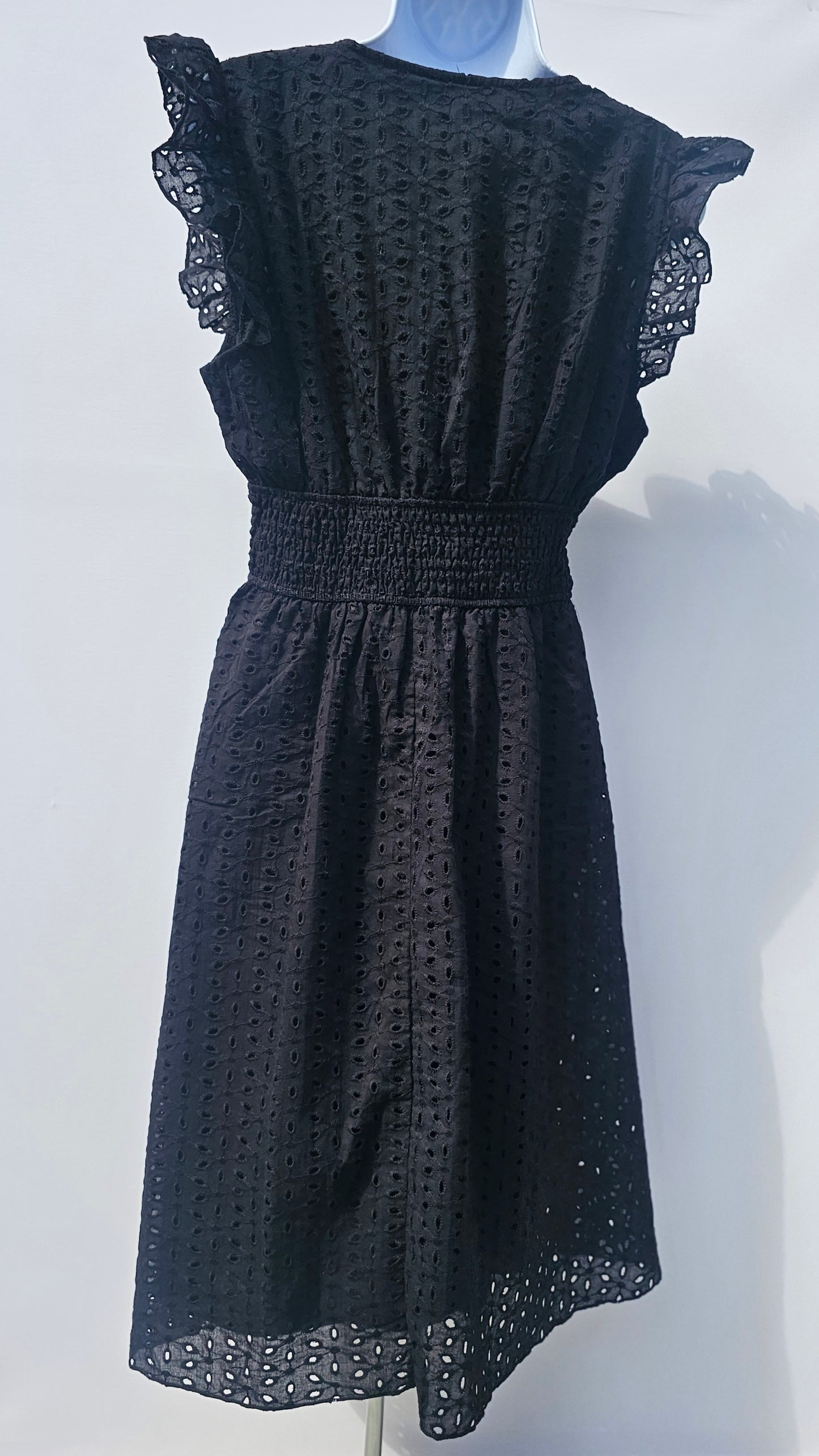 Black V-Neck Summer Dress – Flowy, Elegant, Casual/Beach/Party Size-M