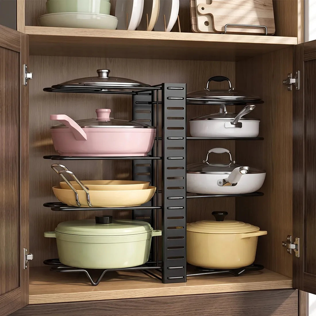 Adjustable Pot & Pan Organiser – 8 Dividers, 2-Tier