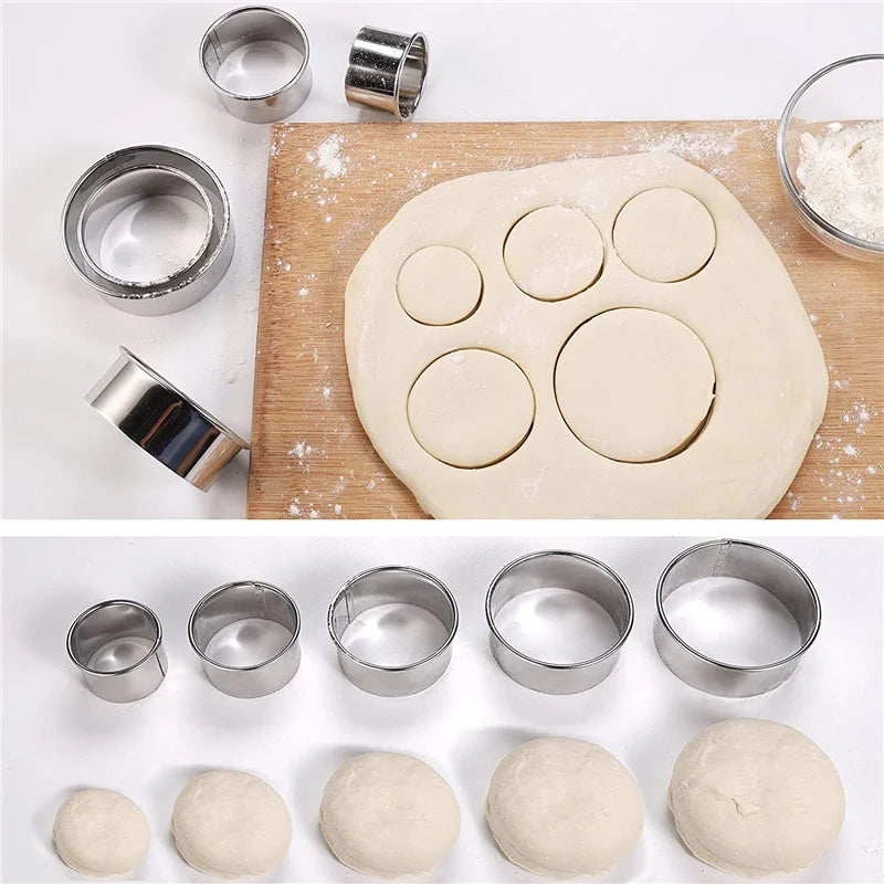 5PCS Round Stainless Steel Biscuit Moulds