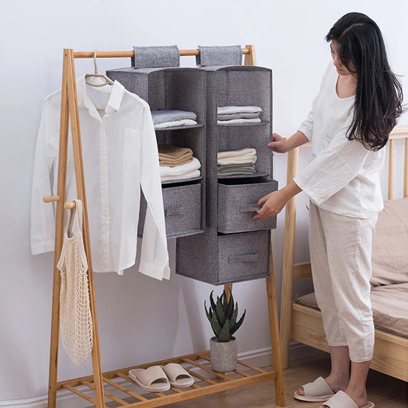 Cotton Linen Hanging Wardrobe Organiser