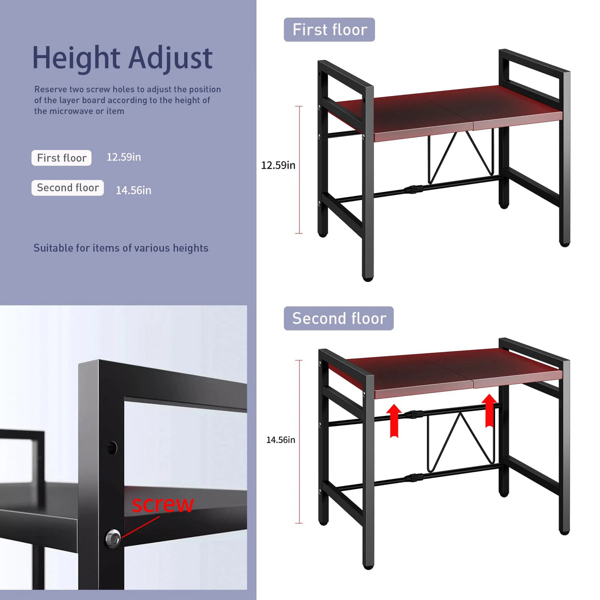 Expandable Microwave Shelf Organiser – 42–64 cm