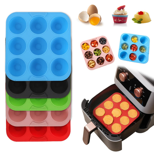 Square Air Fryer Silicone 9-Cavity Cake Baking tray.