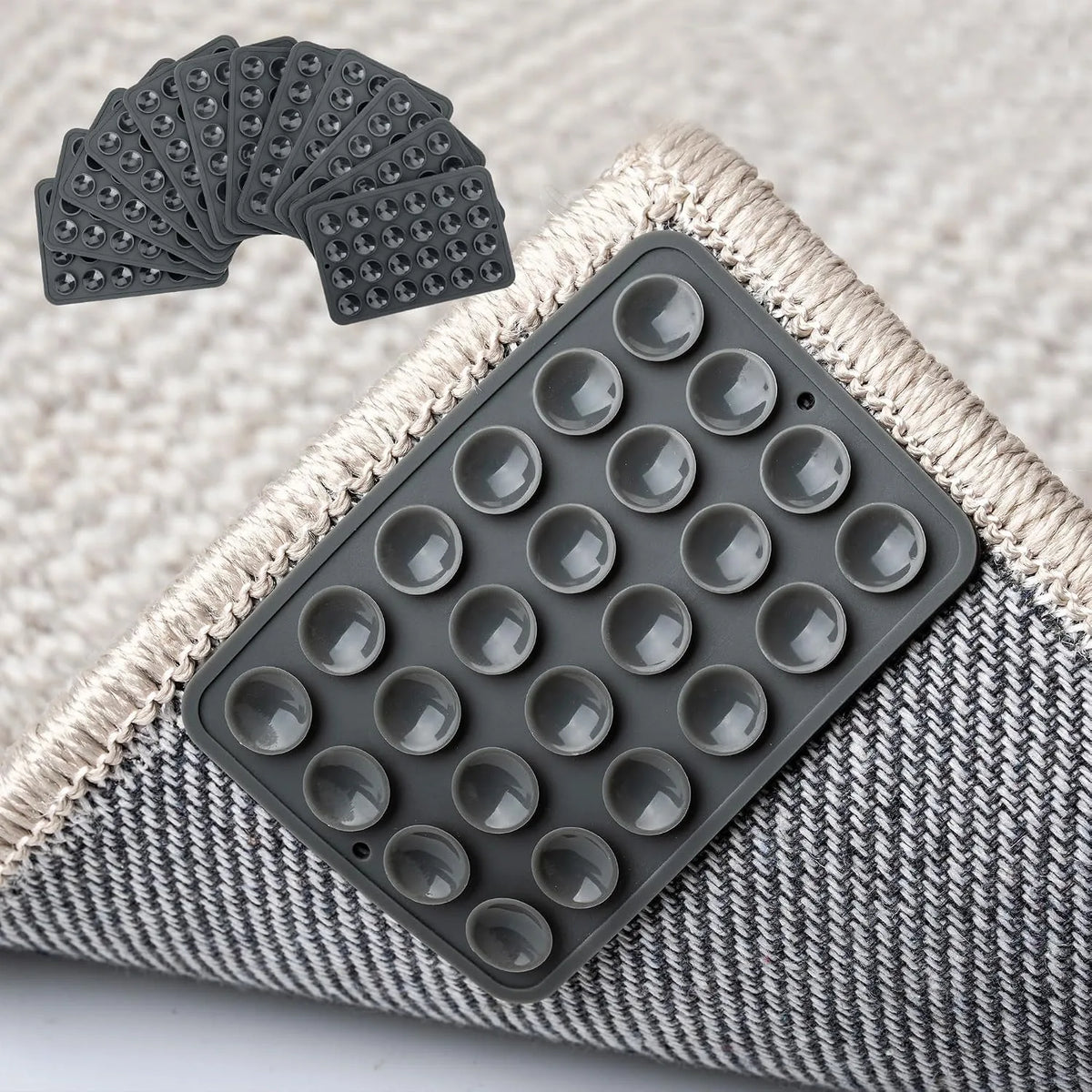 Rug Grippers – Anti-Curl Rug Corner Pads with Suction Cups (4 or 8 Pack)