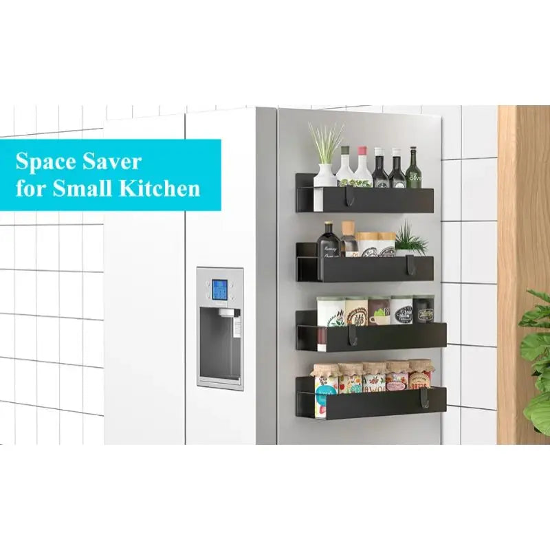 Magnetic Fridge Shelf Spice Rack – Black