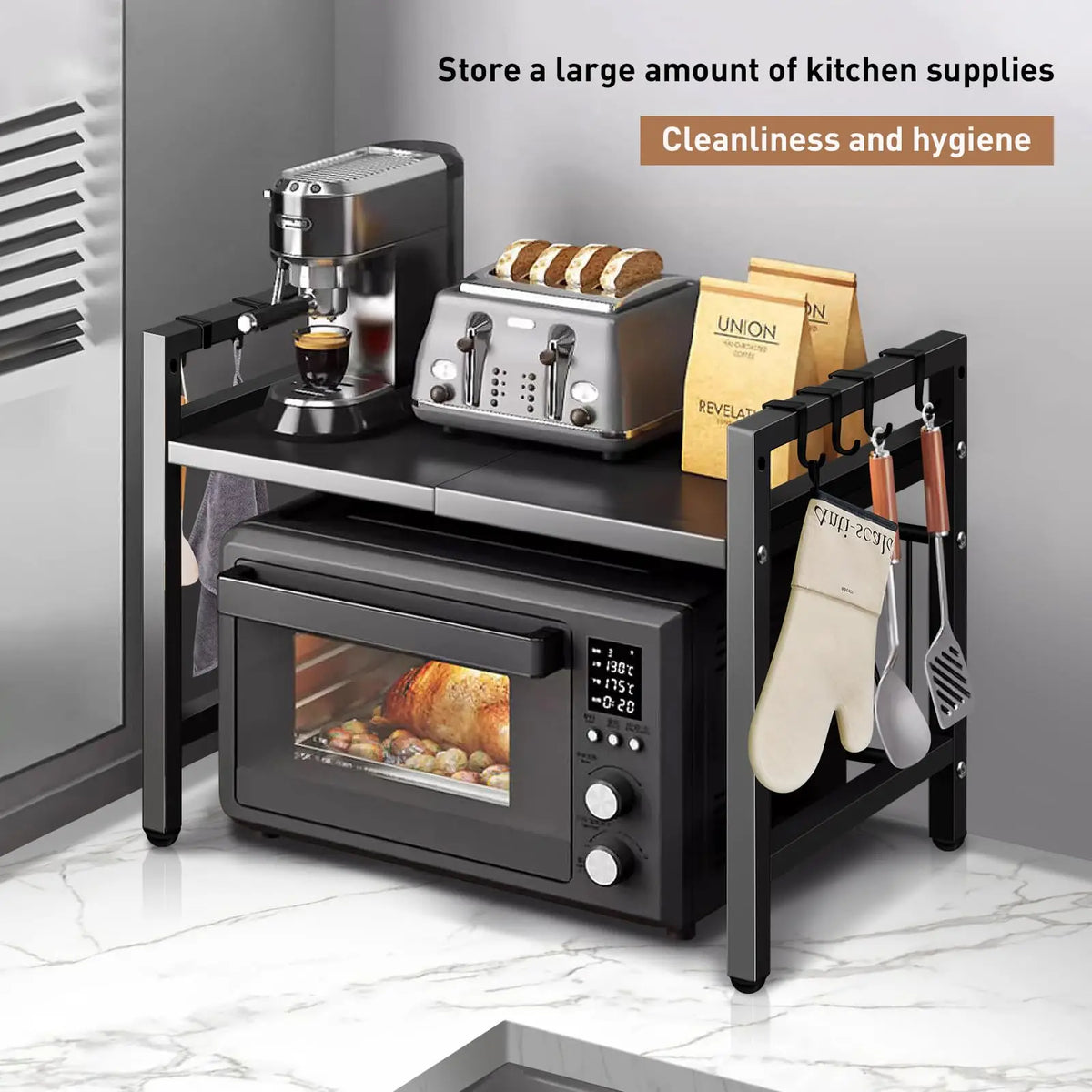 Expandable Microwave Shelf Organiser – 42–64 cm