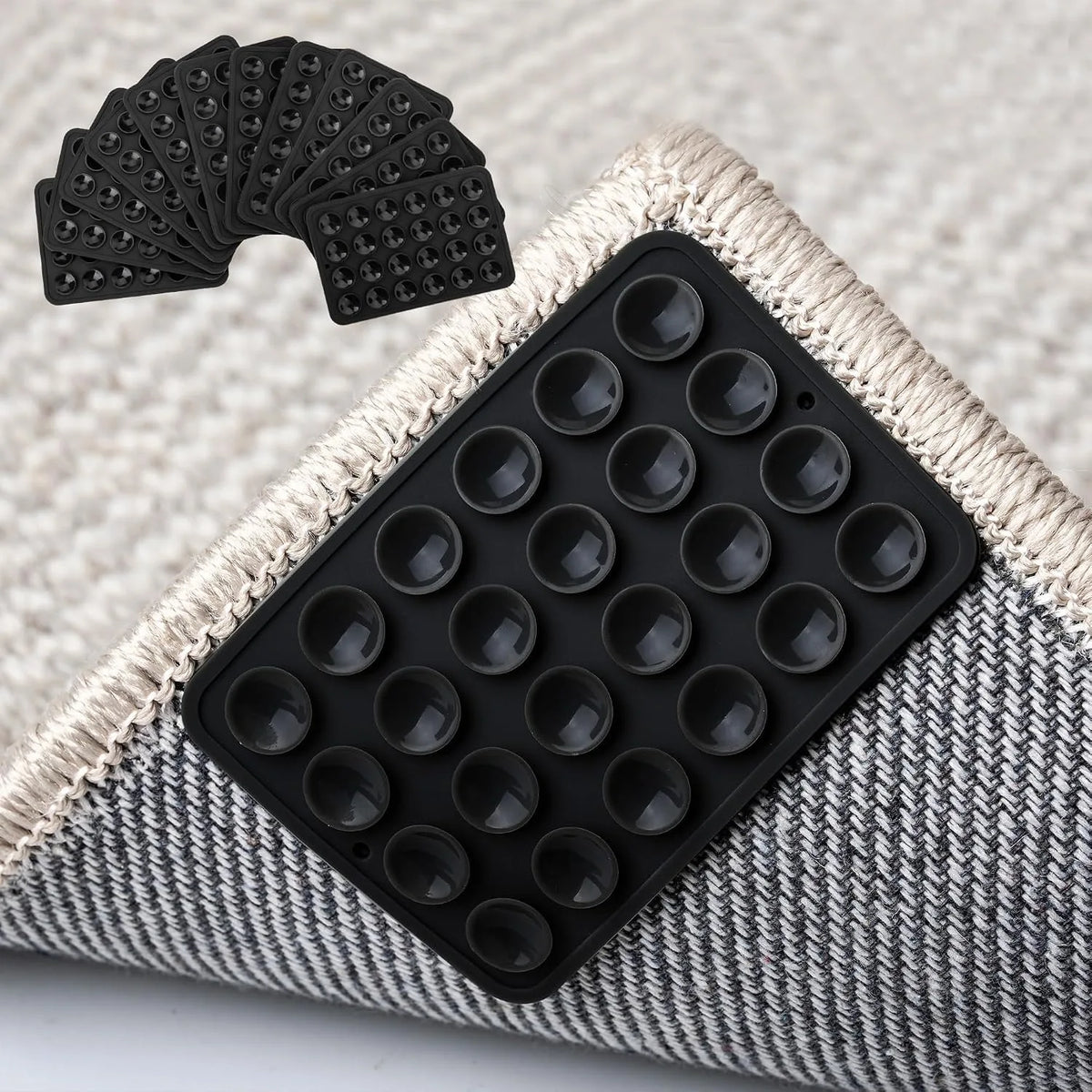 Rug Grippers – Anti-Curl Rug Corner Pads with Suction Cups (4 or 8 Pack)