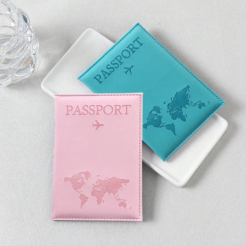 PU Leather World Map Passport Cover