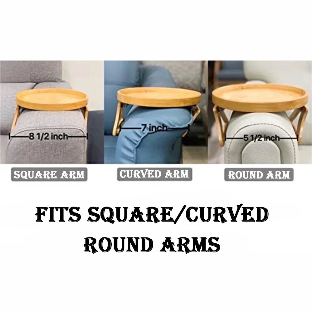 Wooden Clip-On Sofa Arm Tray