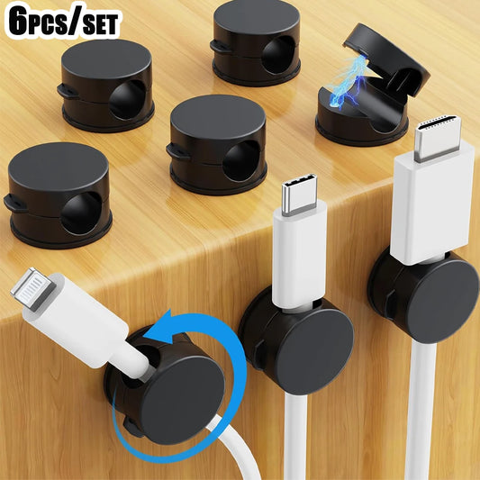 Magnetic Cable Clips – 6 Pack Under Desk Cable Organiser