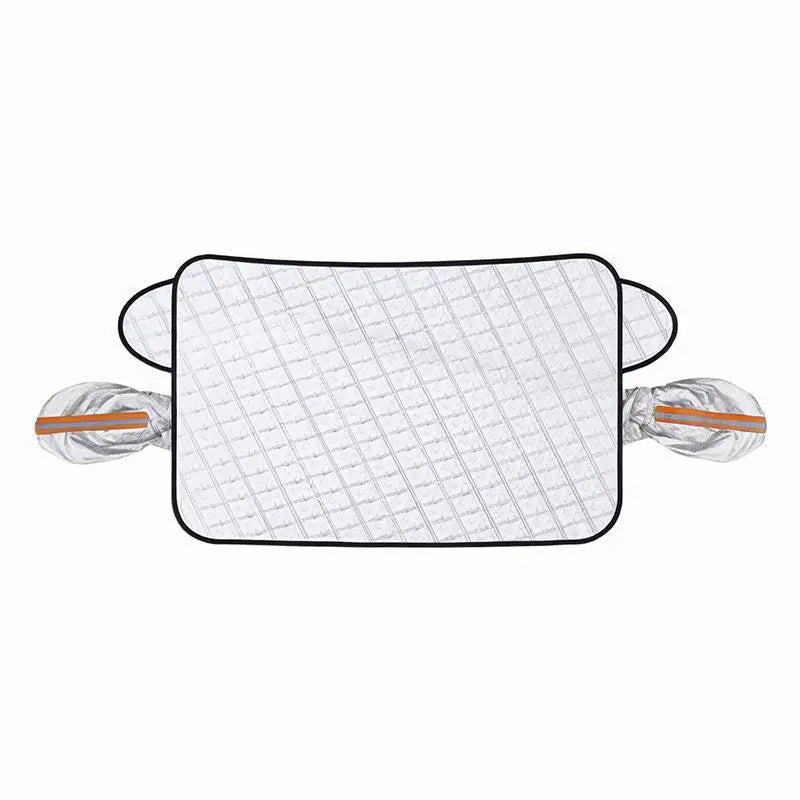 Magnetic windscreen frost cover with wing mirror covers and side flaps laid flat