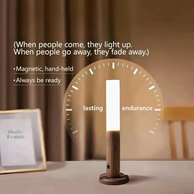 Rechargeable Magnetic Wall Light with Motion Sensor – Wooden Night Light