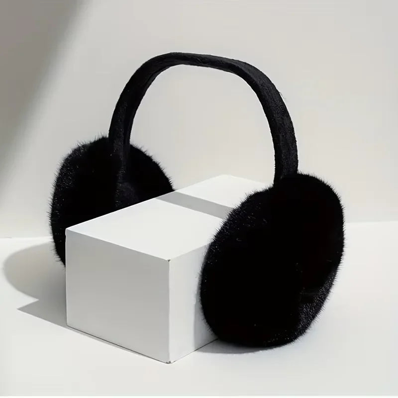 Fluffy plush earmuffs in Black