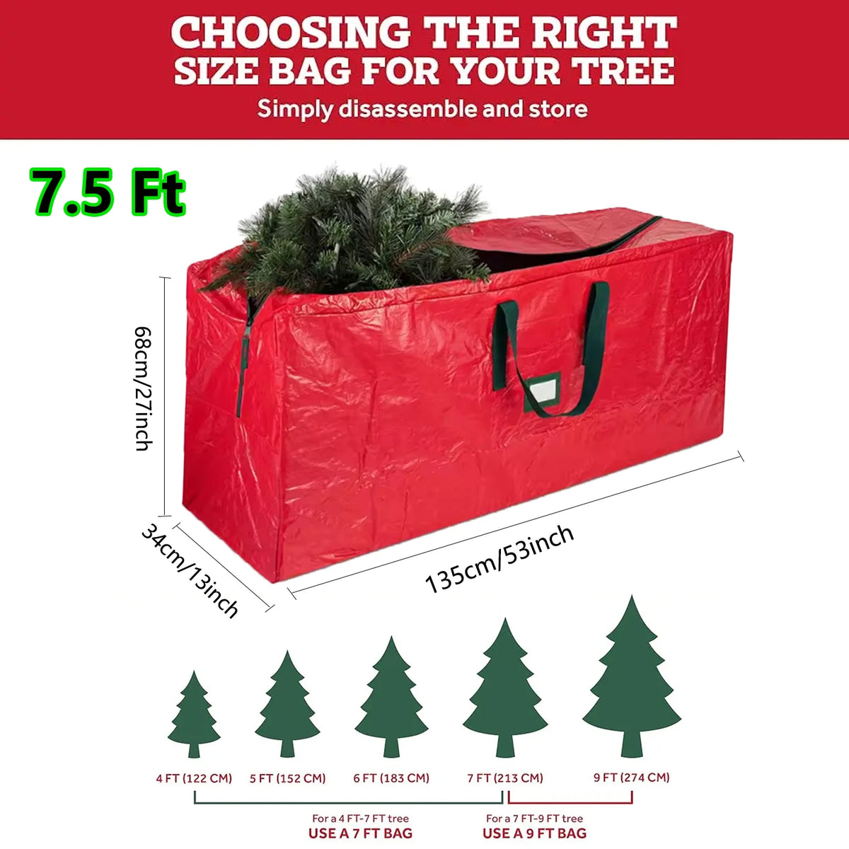 Christmas Tree Storage Bag – Waterproof with Handles (5ft–7.5ft Trees)