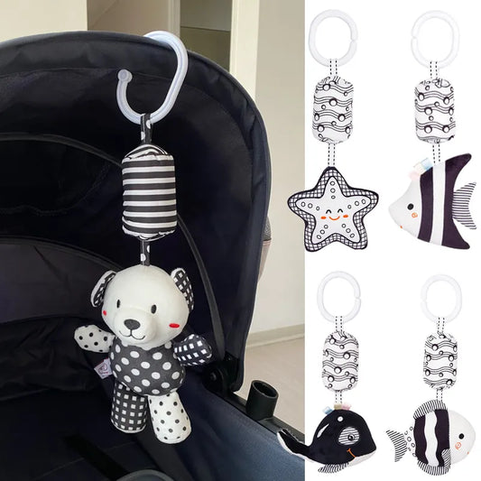 Baby Rattles for prams Black and  White