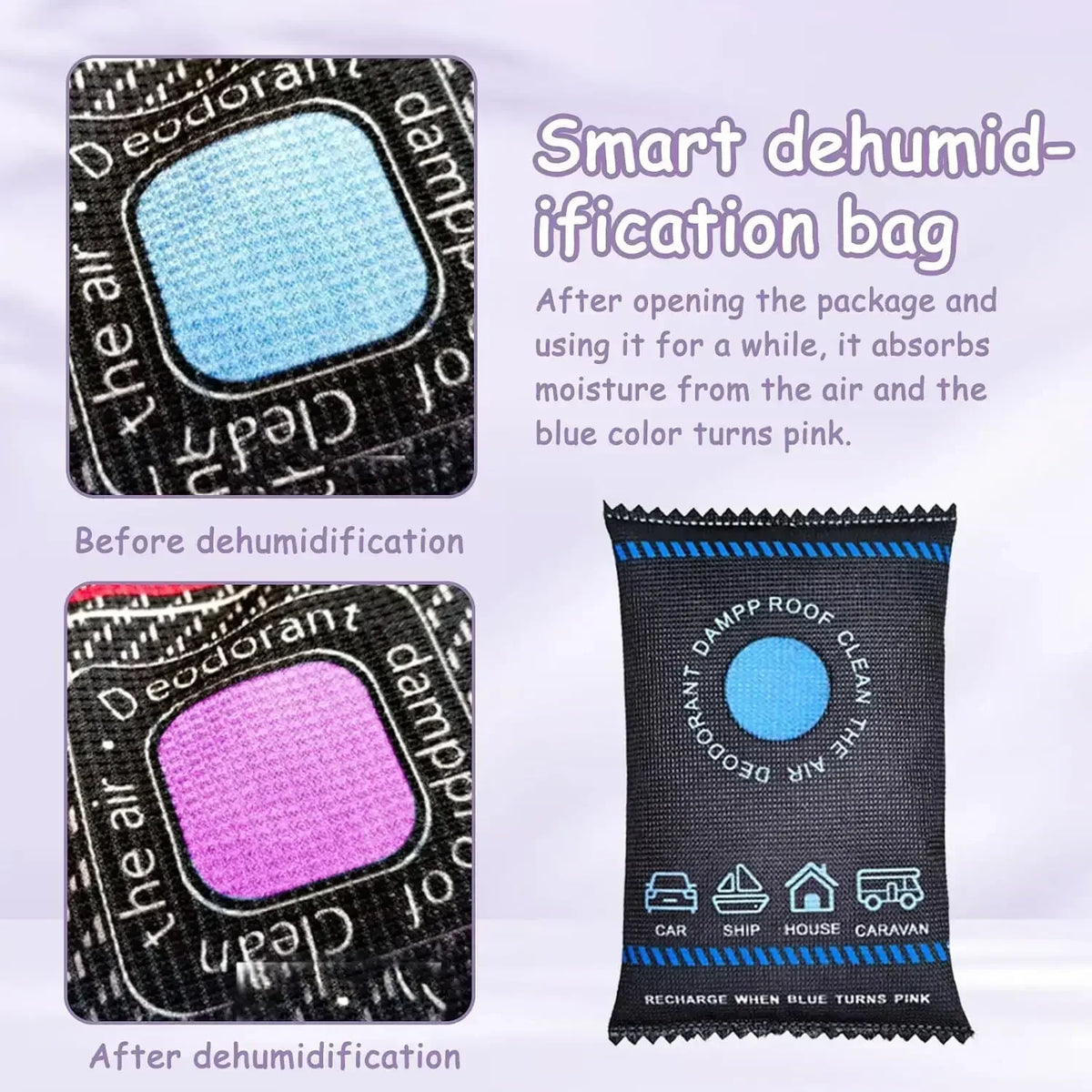 Reusable Car Dehumidifier Bags – Colour-Change Moisture Absorber (100g)