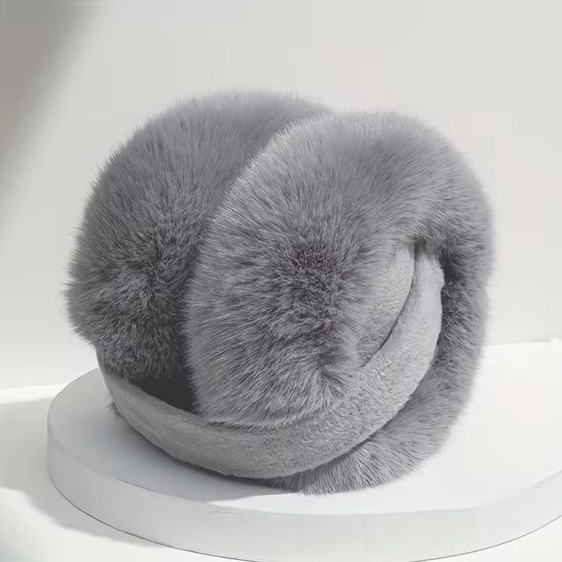 Fluffy plush earmuffs in Grey
