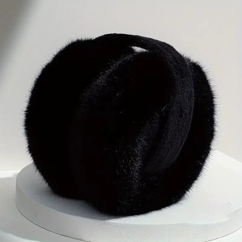 Black fluffy plush earmuffs