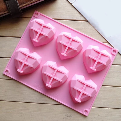 1 Pc 6 Cavity Heart Shaped Silicone cake Moulds