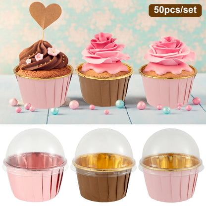 50Pc Foil Cupcake Liners with Lids