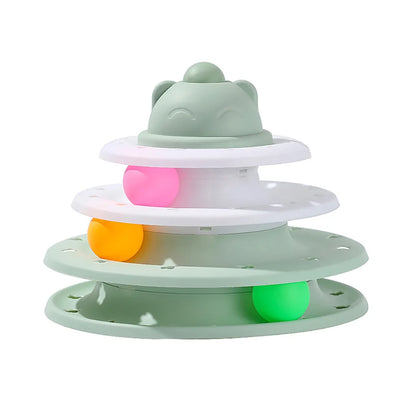 4 Levels Cat Toy Tower Turntable Roller Balls