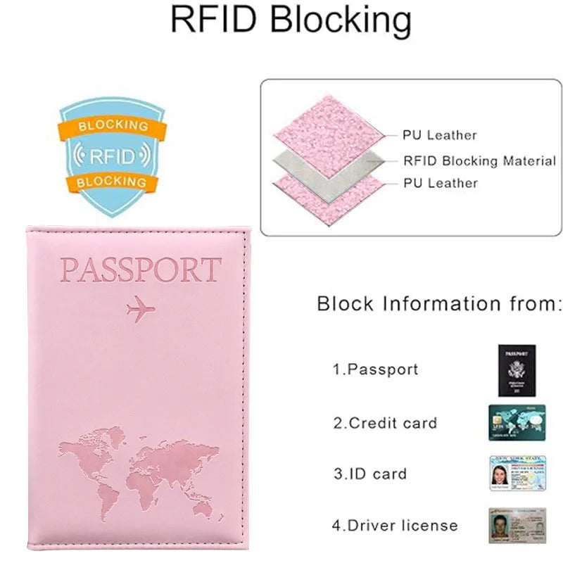 PU Leather World Map Passport Cover