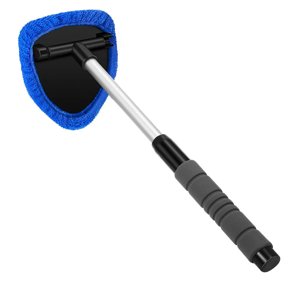 Blue telescopic windscreen cleaning tool with 1 microfibre pad