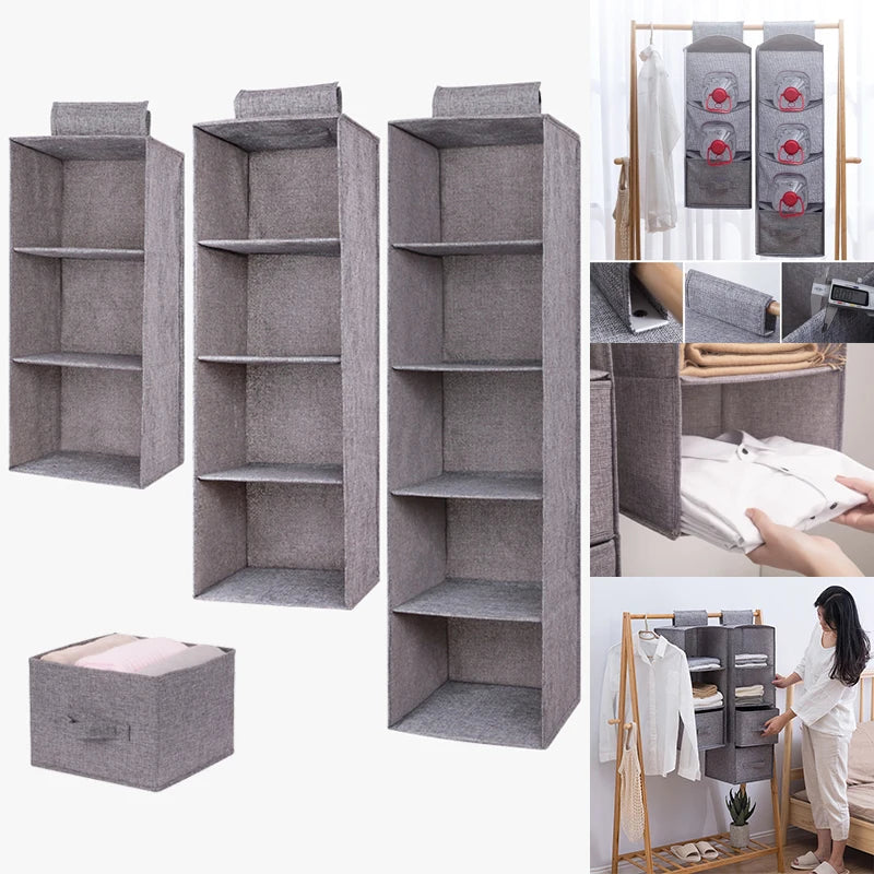 Cotton Linen Hanging Wardrobe Organiser