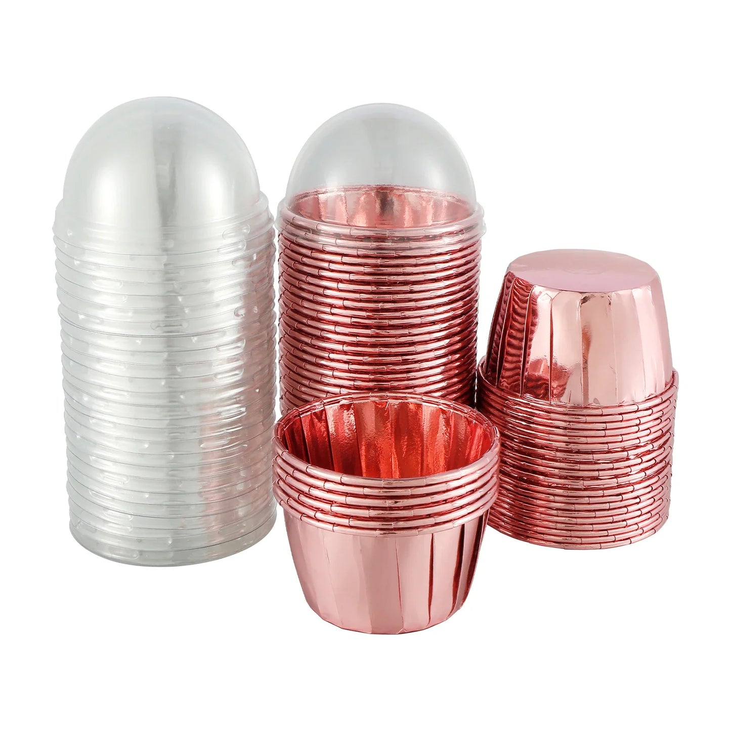 50Pc Foil Cupcake Liners with Lids