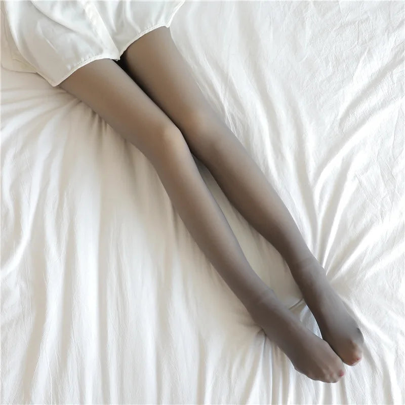 Fleece-Lined Thermal Tights – Sheer-Look Warm Winter Tights for Women