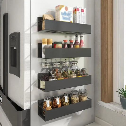 Magnetic Fridge Shelf Spice Rack – Black