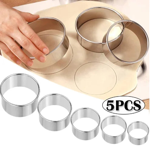 5PCS Round Stainless Steel Biscuit Moulds