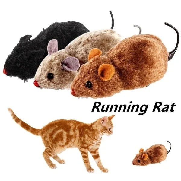 1Pc Funny Lifelike Plush Mouse Running Rat Toy