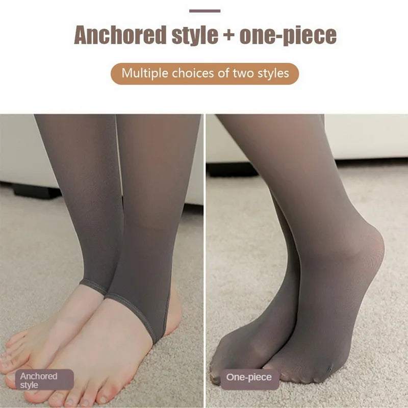 Fleece-Lined Thermal Tights – Sheer-Look Warm Winter Tights for Women