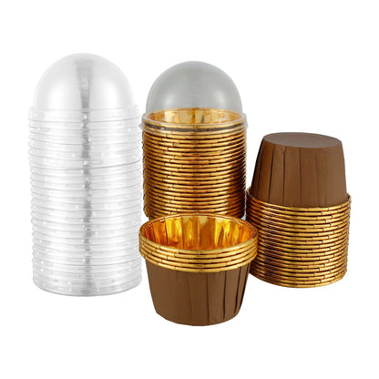 50Pc Foil Cupcake Liners with Lids