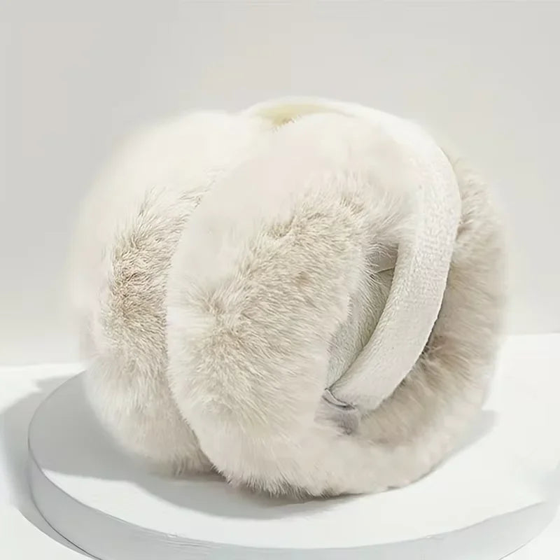 Fluffy plush earmuffs in White