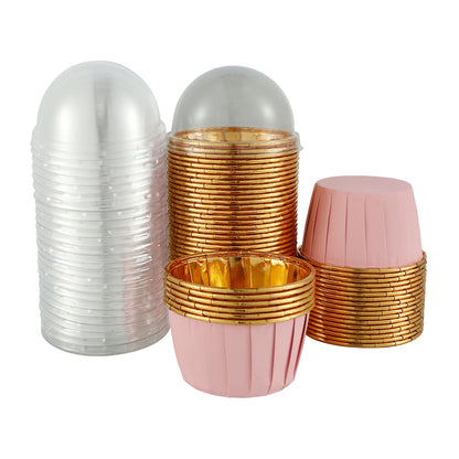 50Pc Foil Cupcake Liners with Lids