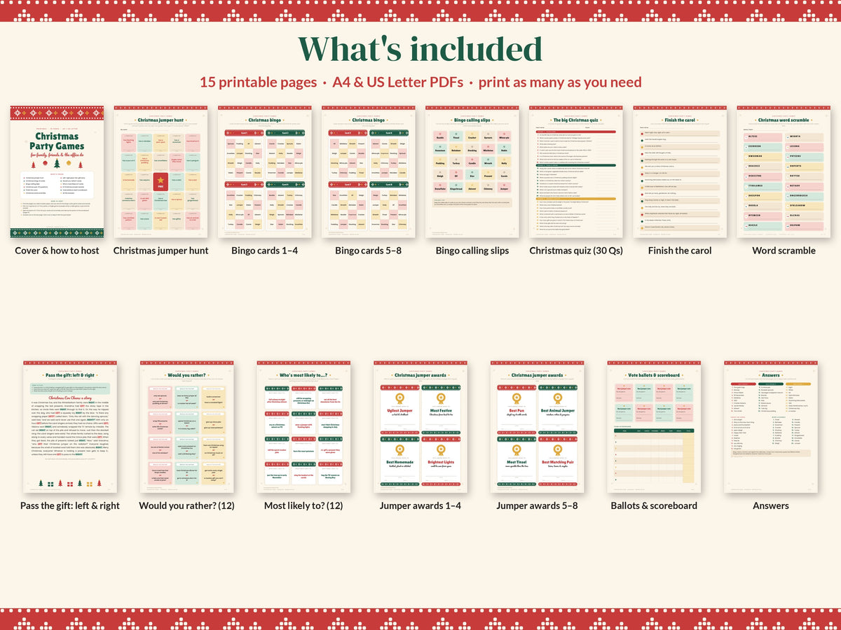 What's included in the Christmas Party Games Bundle
