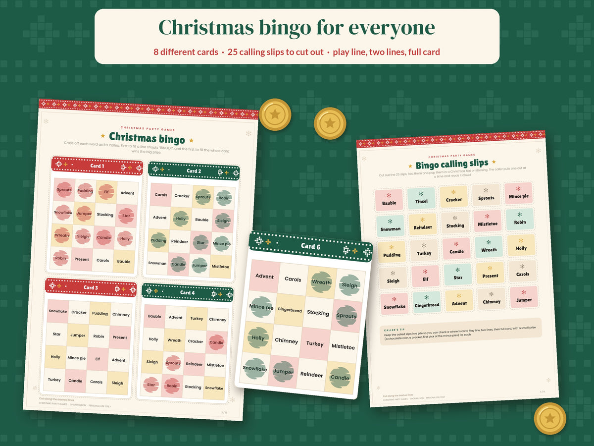 Printable Christmas bingo cards and calling slips
