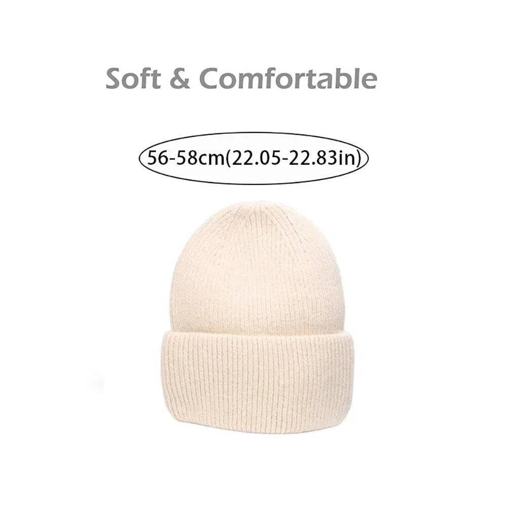 Knit beanie size guide: one size, fits approx. 56-58 cm head (cream colour shown is not available)