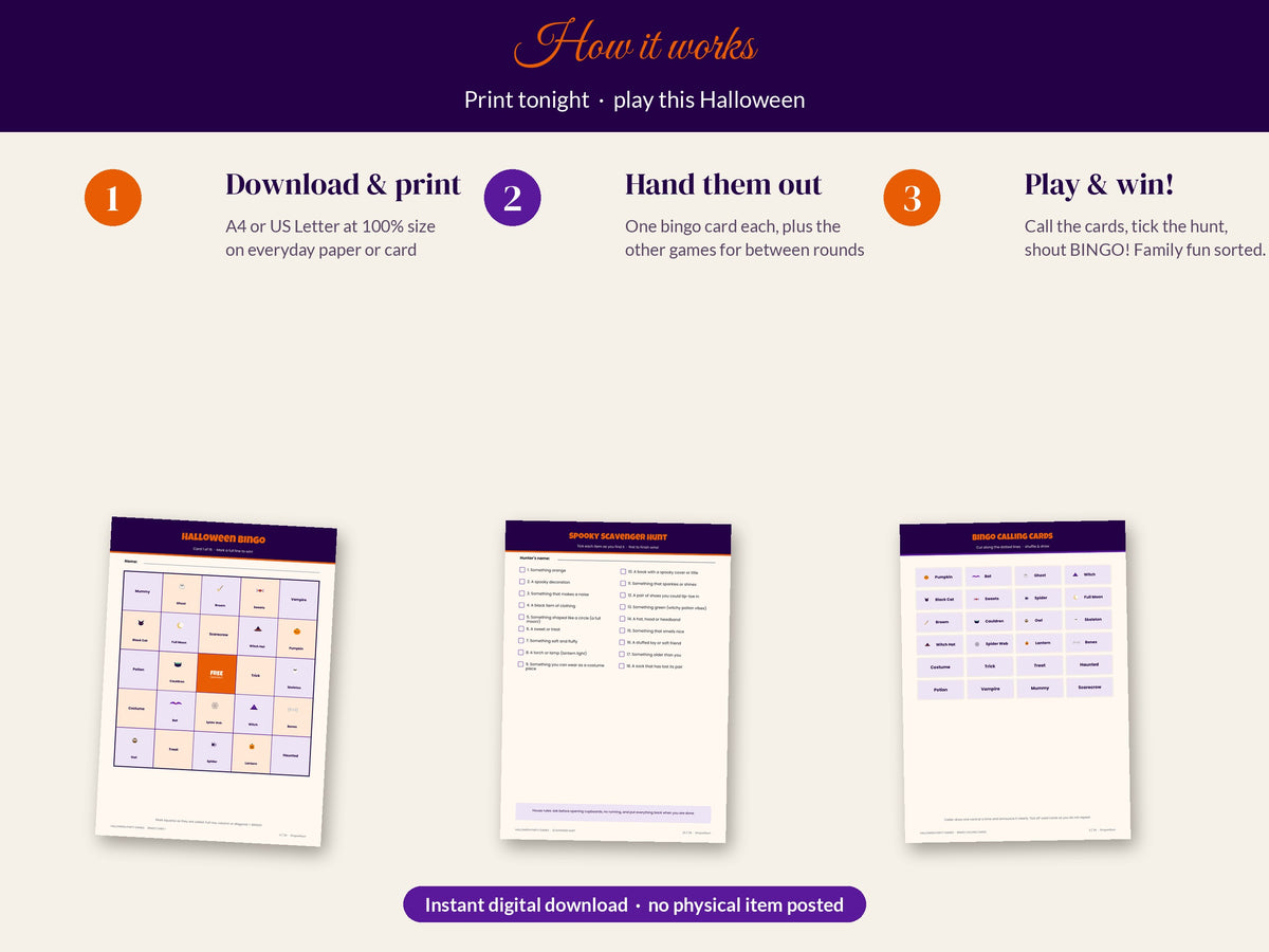 How to print and play the Halloween party games printable