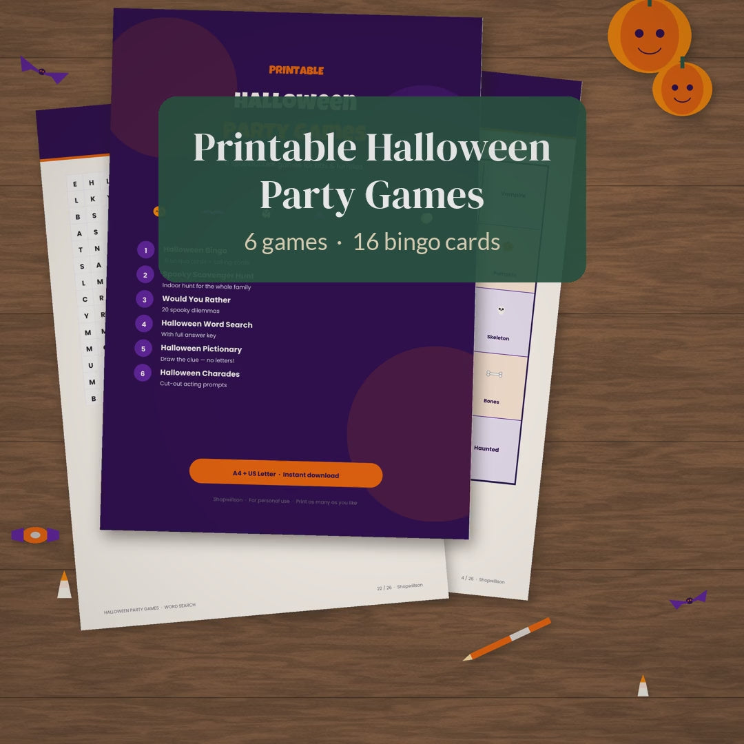 Printable Halloween party games bundle preview video