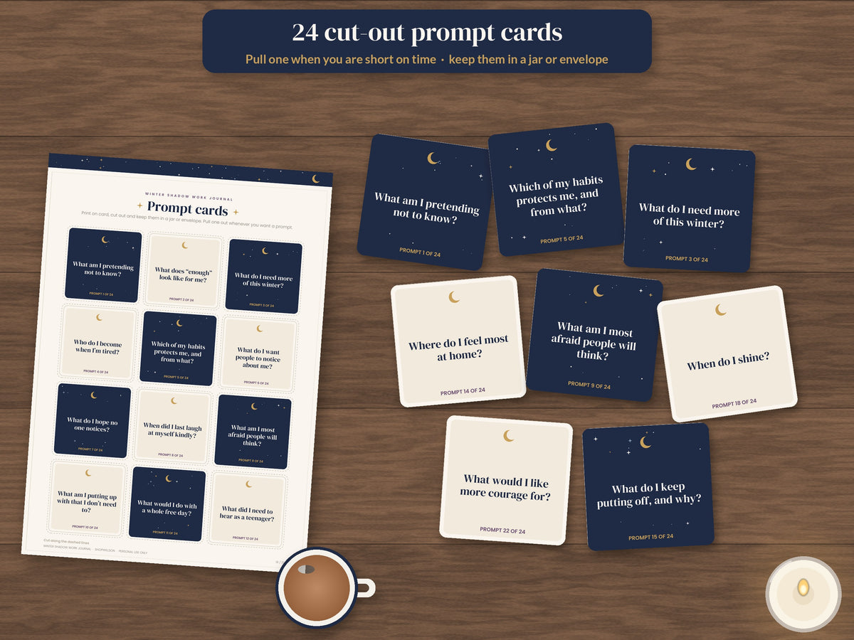 24 cut-out winter journaling prompt cards
